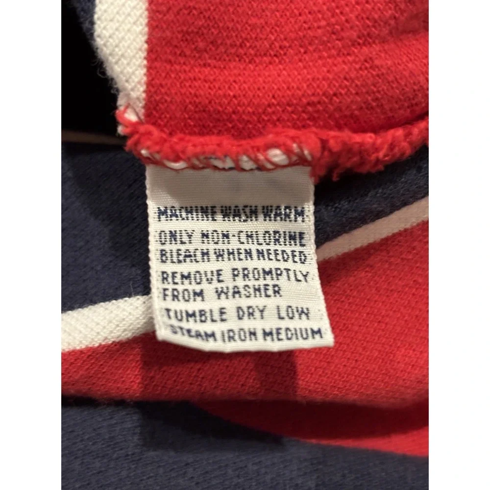 Polo by Ralph Lauren Men's Red, Blue, and White Striped Short Sleeve Shirt M